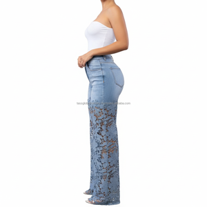 Women's Baggy Pants Wide Leg High Waist Distressed Breathable Custom OEM Wholesale - Product Image 2