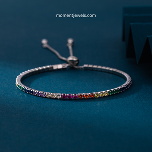 Rainbow Zircon Tennis <b>Bracelet</b> 925 Sterling Silver Adjustable Chain Bangle for Women Party Wedding Gift - Product Image 4