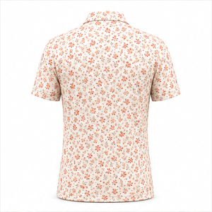 Trackstar Men's <b>Cream</b> Coral Floral Print Polo <b>Shirt</b> Short Sleeve Button Collar Casual Golf <b>Shirt</b> Custom Logo - Product Image 6
