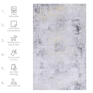 Tappeto Lavabile MAVAL Gold 2 X 3, Grigio+Oro, Set di Tappeti e Zerbini - Product Image 5