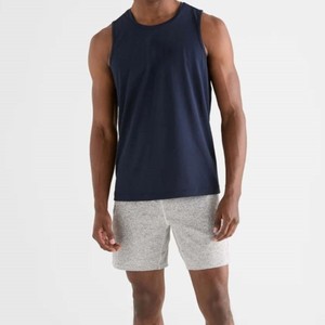 Camiseta sin Mangas para Hombre, Diseño 2026, Logotipo Personalizado OEM, Color Azul Marino, Cuello Redondo, Tejido Transpirable, Ecológico, de Secado Rápido, Color Sólido - Product Image 1