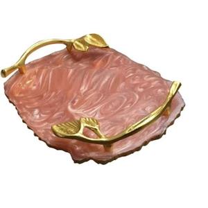 Handmade Epoxy Resin Tray with Gold <b>Leaf</b> Design Decorative Serving Tray for Home Decor Coffee Table Organizer - Product Image 1