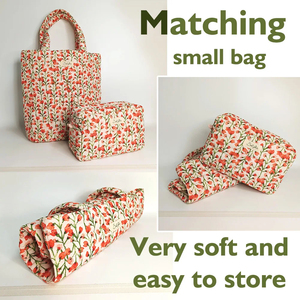 New Arrivals Digital Printing Polyester Custom Cotton Quilted Puffy Handbag Tote <b>Bag</b> with Custom Printed logo Zipper - Product Image 6