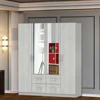 Armoire moderne FURNIZONE à 4 portes et 4 tiroirs avec panneau miroir, design contemporain en bois, couleur personnalisée, OEM, pour maison, hôtel, appartement