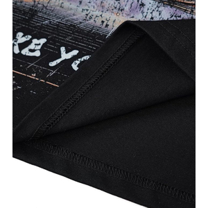Camiseta Negra de Manga Corta para Hombre con Estampado Gráfico, Estilo Urbano, Cuello Redondo, Jersey de Algodón, Corte Regular - Product Image 3