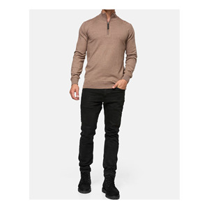 Pull en laine de luxe pour homme, tricot fin, col montant zippé, coupe ajustée, style business décontracté, idéal pour l'hiver, faible MOQ - Product Image 4