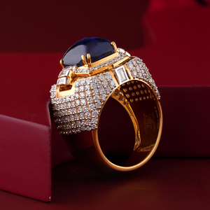 14K Gold Blue Sapphire Cocktail <b>Ring</b> Cushion Cut Statement Fashion <b>Ring</b> with Prong Setting Resizable for Women <b>Fine</b> Jewelry Gift - Product Image 3