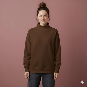 Suéter de invierno para mujer, largo, oversize, con cuello simulado, de mezcla de algodón suave, cálido, de ajuste relajado y holgado, con forro polar cepillado, estilo casual urbano - Product Image 1