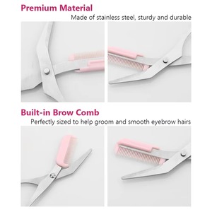 Ciseaux à sourcils roses en acier inoxydable, sûrs et anti-rayures, pour débutants, forme croissant, tranchants, pour une coupe précise - Product Image 2