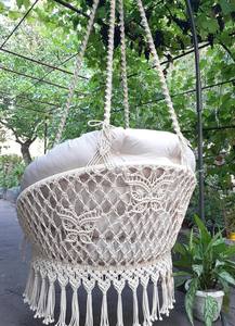 Cómoda silla hamaca colgante, macramé, diseño de mariposa en la parte posterior, elegante, con almohadas grandes - Product Image 2