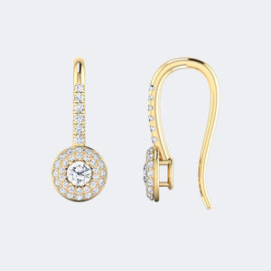 Boucles d'oreilles pendantes avec halo pavé et taille ronde 1.00CTW - Product Image 4