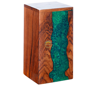 Handcrafted Ocean Wave Resin & Natural Wood Cremation Urn Blue Epoxy Ashes <b>Box</b> Artistic Funeral Memorial <b>Keepsake</b> by AYAANS - Product Image 2
