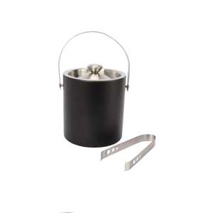 Black Metal Ice <b>Bucket</b> <b>with</b> <b>Lid</b> and Tongs Party Accessory in best price - Product Image 1