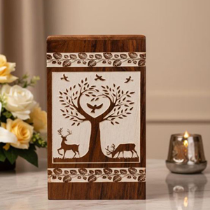 Wooden Keepsake Urn for Memorial Ash Storage Artisan Handmade Wooden Ash Urn by AYAANS - Product Image 1