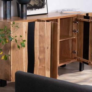 Vandana Amber Sense Large 190cm designer <b>sideboard</b> in solid acacia wood and black metal Zen Black - Product Image 3