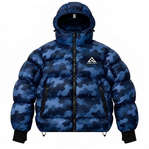 Veste matelassée à capuche bleue pour homme, manteau d'hiver chaud pour l'extérieur, veste légère matelassée ONE APEX - Product Image 1