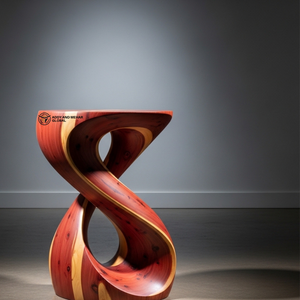 Designer Twisted Wooden <b>Stool</b> – Artistic Solid Wood Side <b>Table</b> for Living Room & Luxury Interiors - Product Image 2