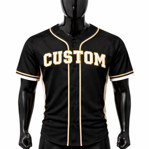 Maillot de baseball court uni, séchage rapide, respirant, antibactérien, tissu 100% polyester, broderie personnalisée par sublimation, nom du joueur - Product Image 1