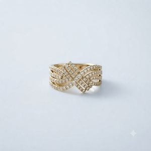Luxury Fashion Style 10K Solid Gold Plated Moissanite <b>Ring</b> Fine Women's Flower Bow Tie Ribbon Wedding Custom Pave Prong Romantic - Product Image 1
