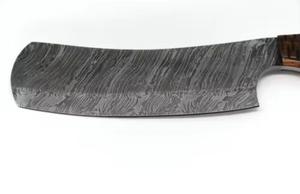 Cuchillo de Cocina Hecho a Mano Personalizado, Cuchillo de Chef de Acero de Damasco con Mango de Madera y Funda de Cuero, Hoja Fija Ecológica y Personalizable - Product Image 4