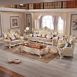 Juego de Muebles de Sala de Estar Estilo Imperial Griego con Acabado Dorado, Sofá Cuadrado Acolchado, Madera, Tamaño Personalizable, Estilo Maharaja - Product Image 3