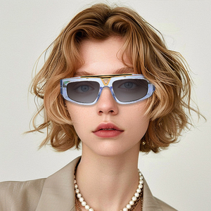 Gafas de Sol Metálicas con Doble Puente y Triángulo Invertido 2025, Montura Estrecha, Diseño Hueco, para Hombre - Product Image 1