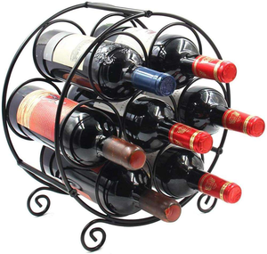 Porte-vin mural en métal rond pour 7 bouteilles, organisateur de rangement pour la maison, décoration - Product Image 1