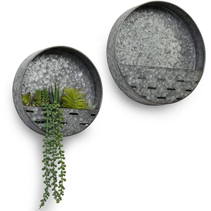 Juego de 2 Macetas de Pared de Metal Galvanizado, Estilo Rústico, Macetas Colgantes para Plantas de Interior y Flores, Bolsillos de Jardín para el Hogar - Product Image 5