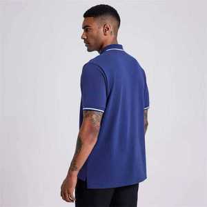 Men's <b>Blue</b> Short Sleeve Solid Color Oxford <b>Polo</b> <b>Shirt</b> Casual Woven Regular Fit - Product Image 2