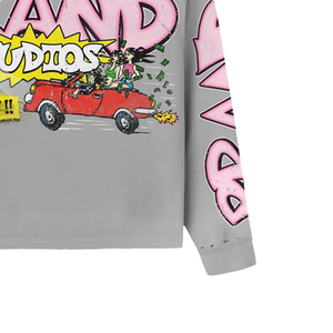 T-shirt à manches courtes surdimensionné personnalisé pour homme, gris uni, imprimé en sérigraphie, col roulé formel, jersey en coton respirant - Product Image 3