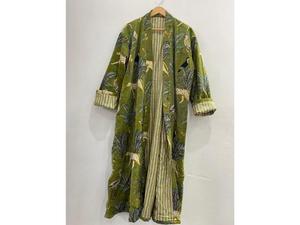 Robes kimono en velours imprimé jungle verte, manteau en velours pour le thé du matin, robe de demoiselle d'honneur, robe en velours de coton pour femme, veste en velours - Product Image 2