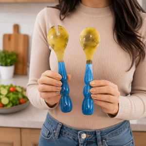 Ustensiles de service pour salade FAIZA CRAFT de haute qualité, en résine écologique, avec tailles et couleurs personnalisables, compatibles lave-vaisselle et micro-ondes - Product Image 3