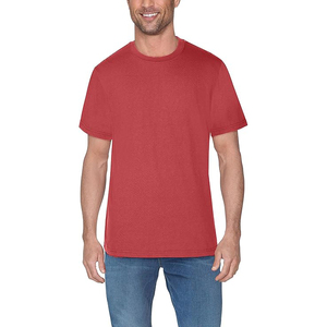 Men's Red Short Sleeve T-<b>Shirt</b> 100% Cotton Regular Fit O-Neck Casual Solid Color Jersey Knitted Blank Design - Product Image 1