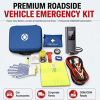 Kit d'urgence automobile avec étui rigide en EVA, comprenant un gonfleur de pneus, un marteau de sécurité, un coupe-ceinture de sécurité, des gants – Vente en gros usine pour survie en extérieur