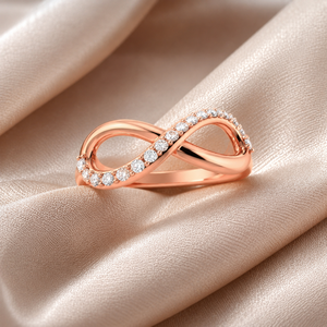 แหวนเพชรแท้รูปอินฟินิตี้ |   แหวนสัญญาโรสโกลด์ 14K สำหรับผู้หญิง |   คอลเลกชันของขวัญเครื่องประดับดีไซเนอร์สุดหรูสำหรับวันครบรอบแต่งงาน - Product Image 5