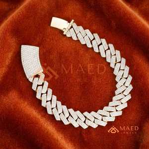 18K Gold Plated Miami Cuban Link Moissanite Bracelet Iced Out Luxury Fine Chain Jewelry <b>Gift</b> For Men Women - Product Image 2