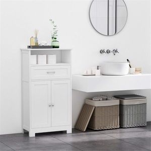 Mobile Bagno Moderno con 2 Ante e Ripiano Salvaspazio in Legno MDF per Casa, Scuola o Hotel in Nero Come Design - Product Image 1