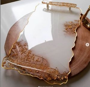 Indian Manufactured <b>Epoxy</b> Resin Serving Tray Elegant Handmade Home Decor for Coffee <b>Table</b> Vanity Available for Wholesale - Product Image 1