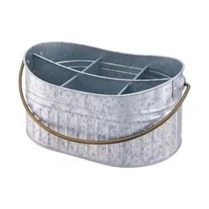 Farmhouse Decor Galvanized Steel Cleaning Caddy 6 Grids <b>Kitchen</b> Utensil Caddy with Handle caddy - Product Image 1
