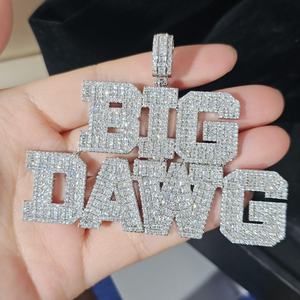Iced Out Moissanite <b>Necklace</b> 925 Silver Hip Hop <b>Statement</b> Jewelry Men's Letter Charm - Product Image 5