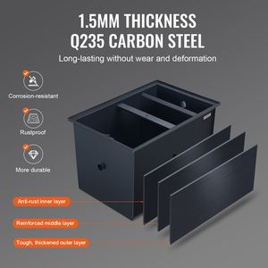 Attrezzatura per Cucine Commerciali: Trappola per Grasso in Acciaio al Carbonio da 40 LBS, 15.2 GPM, Intercettore di Rifiuti con Ingresso Laterale per Lavello, 40 LBS Grasso - Product Image 3
