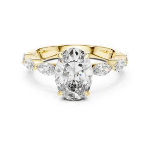 <b>14K</b> White <b>Gold</b> Oval & Marquise Lab-Grown Diamond Anniversary Gift <b>Ring</b> for Women | New Grown Diamond - Product Image 6