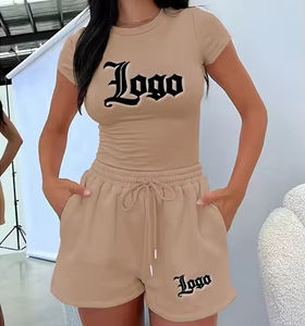 Ensemble T-shirt et short décontracté pour femme, collection été, haute qualité, sur mesure, motif uni, style streetwear - Product Image 5