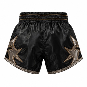 Shorts de boxe unisexe noirs avec imprimé étoile dorée, respirants, durables, légers, séchage rapide, en polyester, pour arts martiaux, sans coutures - Product Image 6