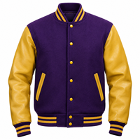 Veste universitaire décontractée pour homme, bicolore, à col montant, boutonnée, avec manches contrastées, style baseball, universitaire, letterman