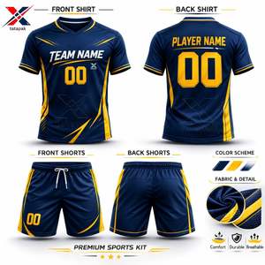 Camisetas de Fútbol 7V7 Ligeras y Transpirables, Cuello en V, Manga Corta, Nombre del Jugador Personalizado, Nombre del Equipo, 100% Poliéster, Uniforme de Secado Rápido - Product Image 4