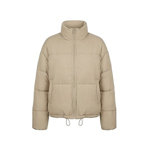 Hooded Quilted Waterproof <b>Bubble</b> Jacket Black Full Sleeve Winter Windproof Cotton Shell Knitted Fabric Polyester Filling Stand - Product Image 1