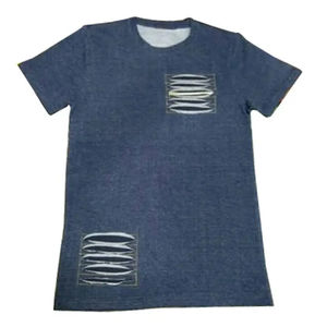 T-shirts en tricot de haute qualité pour hommes, effet usé, 100% coton, col rond, manches courtes, écologiques, respirants, design personnalisé - Product Image 5