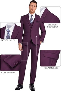 Men athletic fit <b>pant</b> coat suit stretch fabric modern business wear - Product Image 4