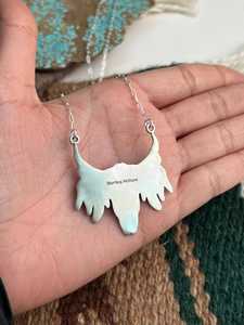 Kingman Turquoise <b>Statement</b> <b>Necklace</b> Handmade Sterling Silver Natural Gemstone Boho Southwestern Jewelry Third Party Certified - Product Image 2